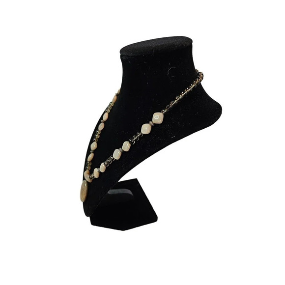 Beautiful Vintage Necklace Polished Stone Quartz Sterling Silver Lobster Clasp - Picture 2 of 7